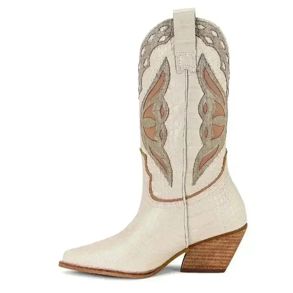 Steve Madden x REVOLVE Wynter Western Boots Bone Multi NWOB - Picture 5 of 12